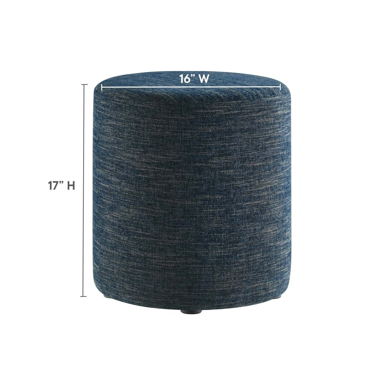 Callum 16" Round Woven Heathered Fabric Upholstered Ottoman - BUILDMYPLACE