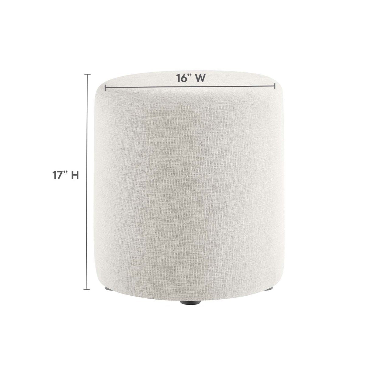 Callum 16" Round Woven Heathered Fabric Upholstered Ottoman - BUILDMYPLACE