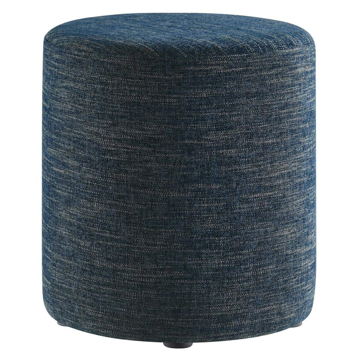 Callum 16" Round Woven Heathered Fabric Upholstered Ottoman - BUILDMYPLACE