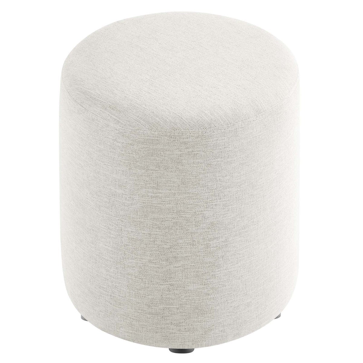Callum 16" Round Woven Heathered Fabric Upholstered Ottoman - BUILDMYPLACE