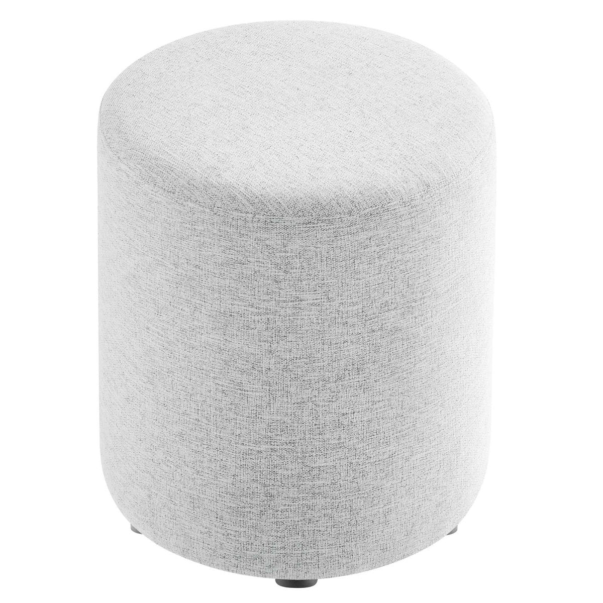 Callum 16" Round Woven Heathered Fabric Upholstered Ottoman - BUILDMYPLACE