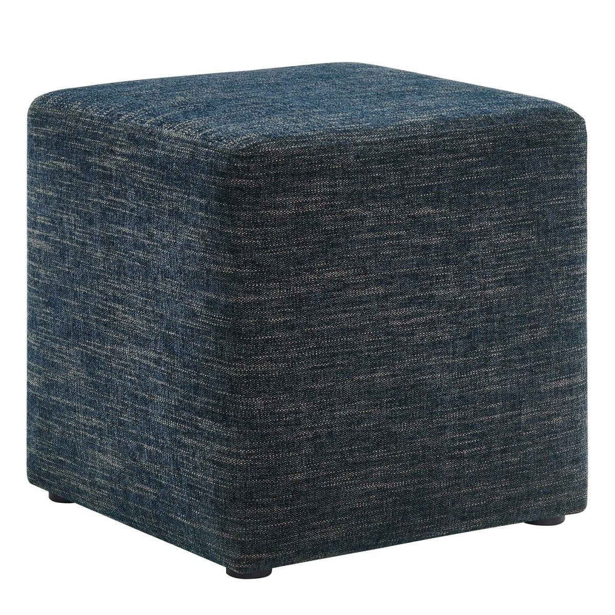Callum 17" Square Woven Heathered Fabric Upholstered Ottoman - BUILDMYPLACE