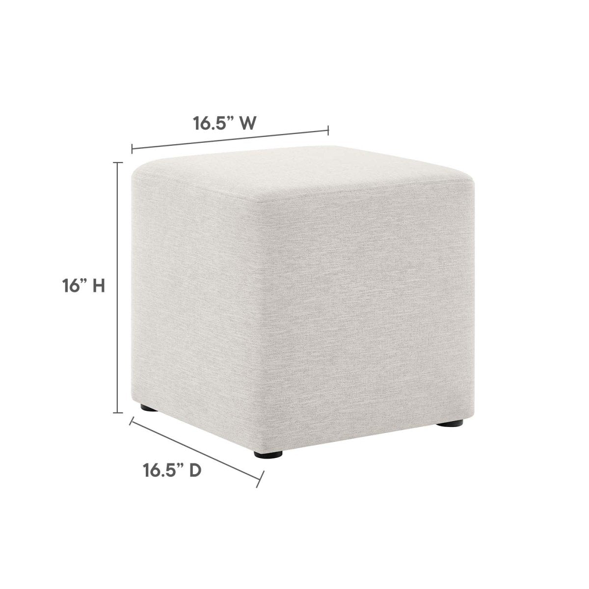 Callum 17" Square Woven Heathered Fabric Upholstered Ottoman - BUILDMYPLACE