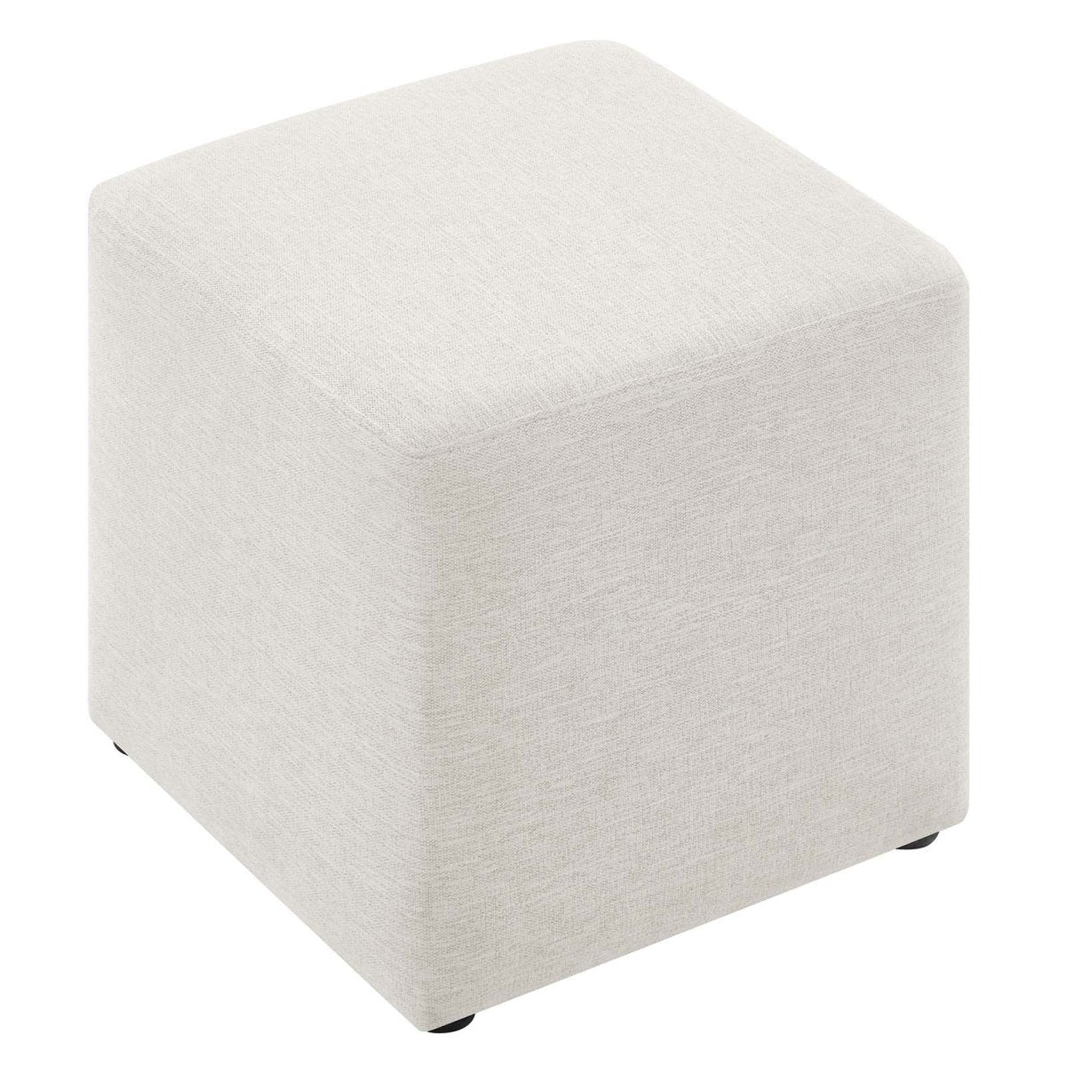 Callum 17" Square Woven Heathered Fabric Upholstered Ottoman - BUILDMYPLACE