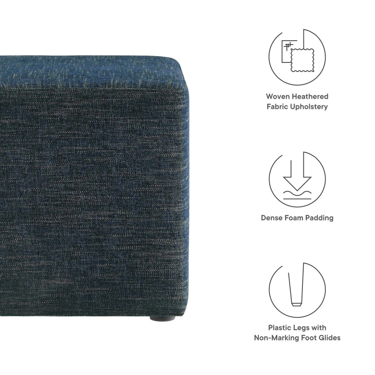 Callum 17" Square Woven Heathered Fabric Upholstered Ottoman - BUILDMYPLACE
