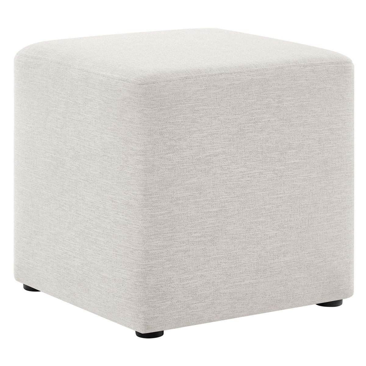Callum 17" Square Woven Heathered Fabric Upholstered Ottoman - BUILDMYPLACE