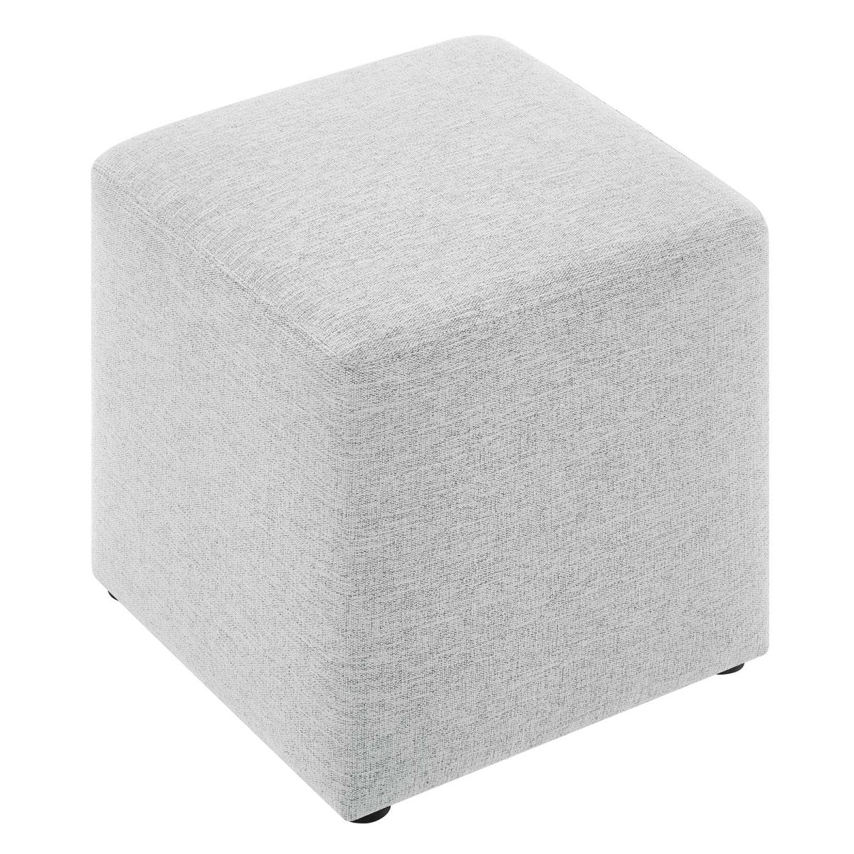 Callum 17" Square Woven Heathered Fabric Upholstered Ottoman - BUILDMYPLACE