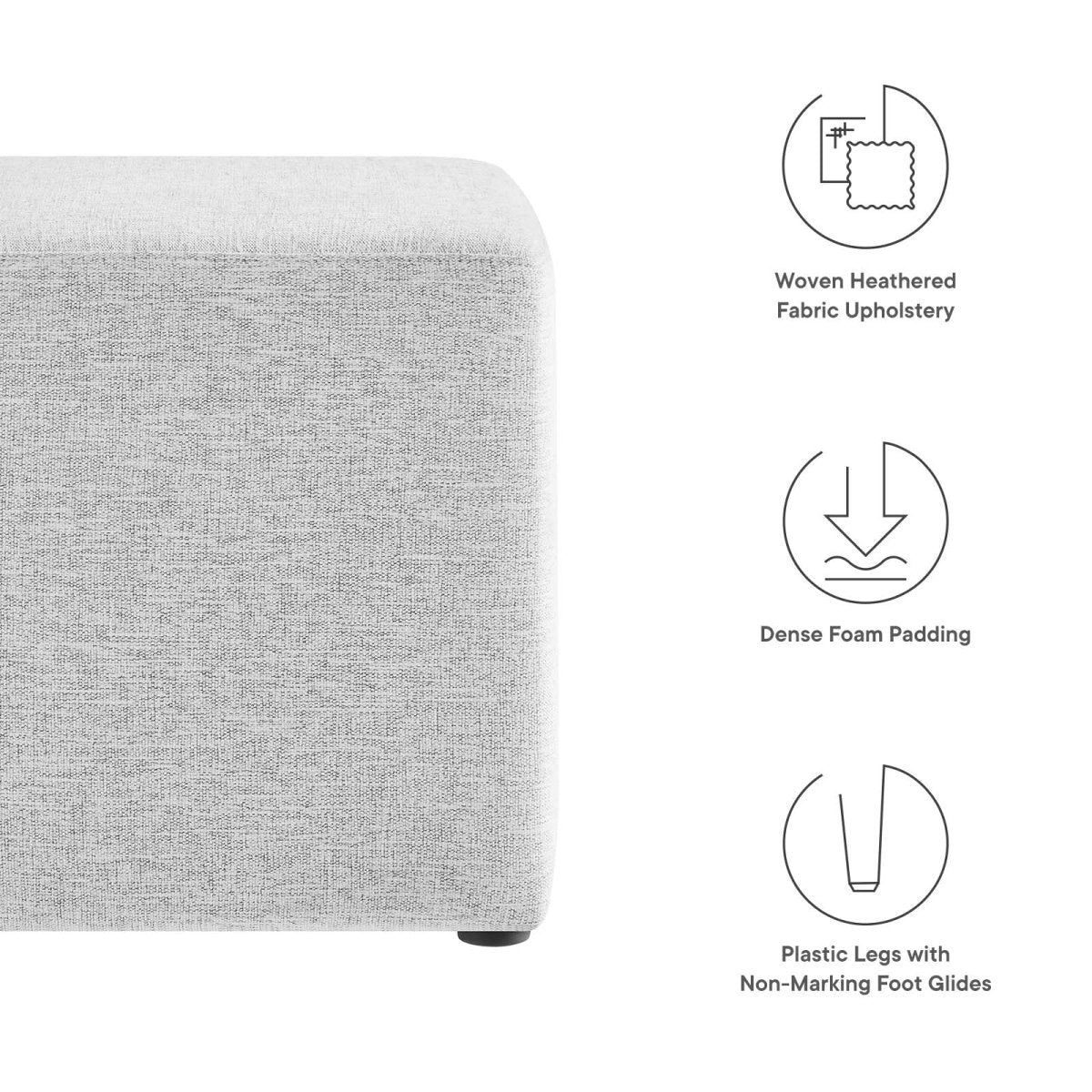 Callum 17" Square Woven Heathered Fabric Upholstered Ottoman - BUILDMYPLACE