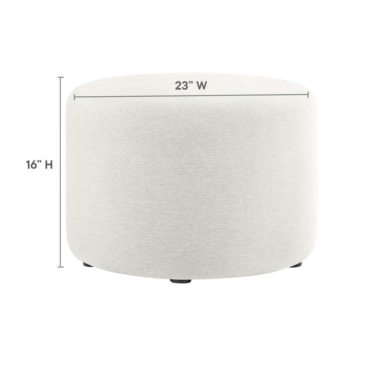 Callum Large 23" Round Woven Heathered Fabric Upholstered Ottoman - BUILDMYPLACE