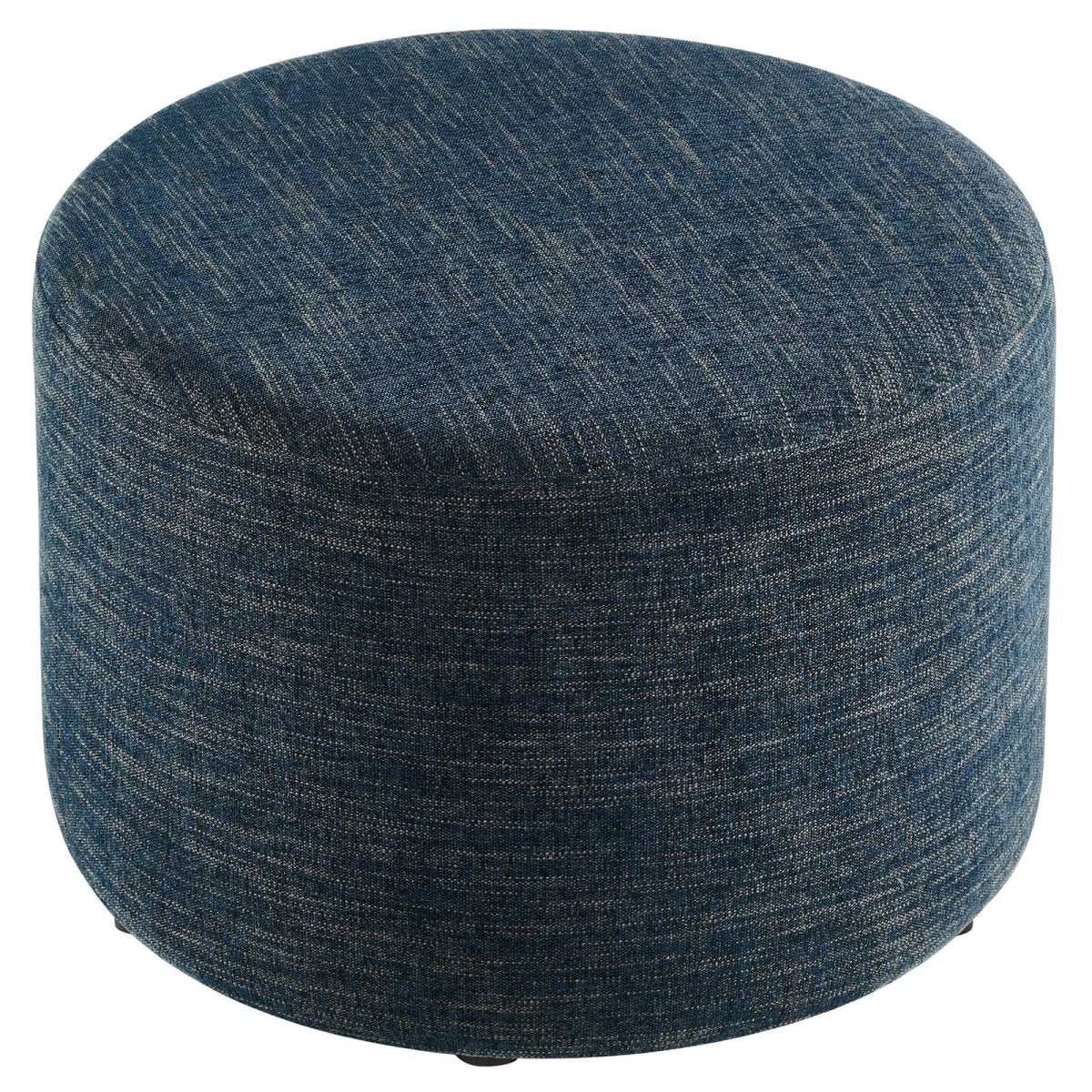 Callum Large 23" Round Woven Heathered Fabric Upholstered Ottoman - BUILDMYPLACE