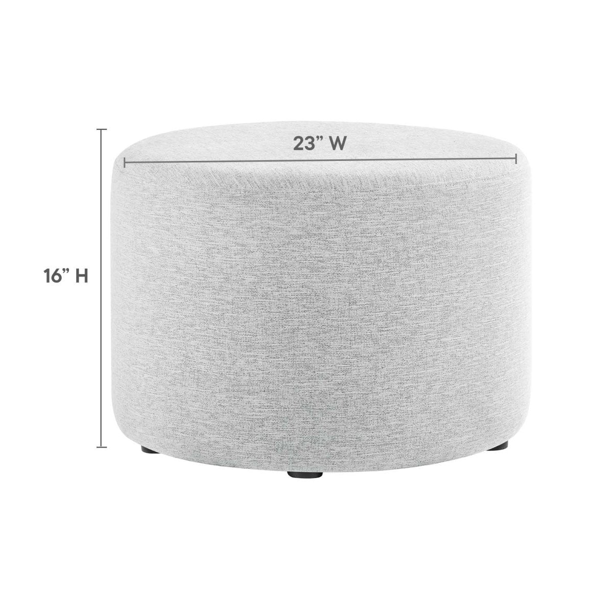 Callum Large 23" Round Woven Heathered Fabric Upholstered Ottoman - BUILDMYPLACE