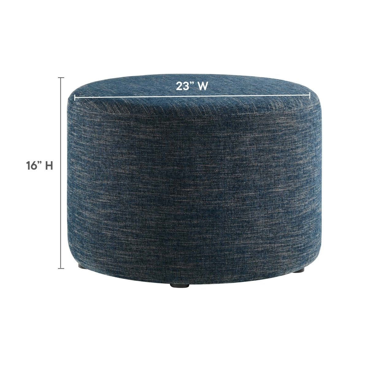 Callum Large 23" Round Woven Heathered Fabric Upholstered Ottoman - BUILDMYPLACE
