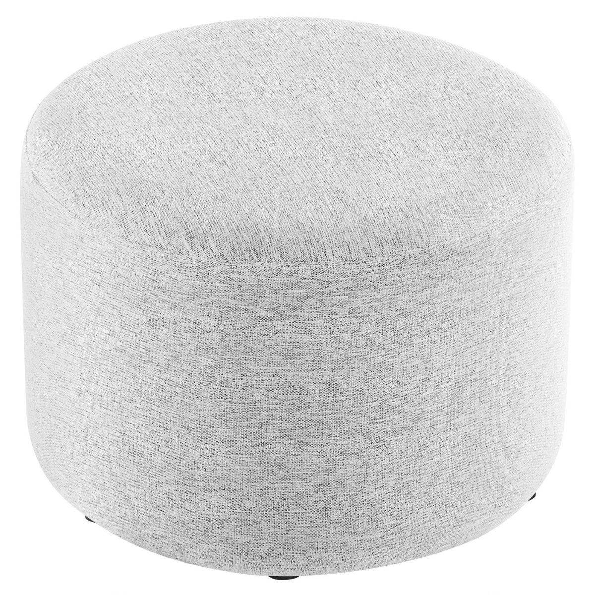 Callum Large 23" Round Woven Heathered Fabric Upholstered Ottoman - BUILDMYPLACE