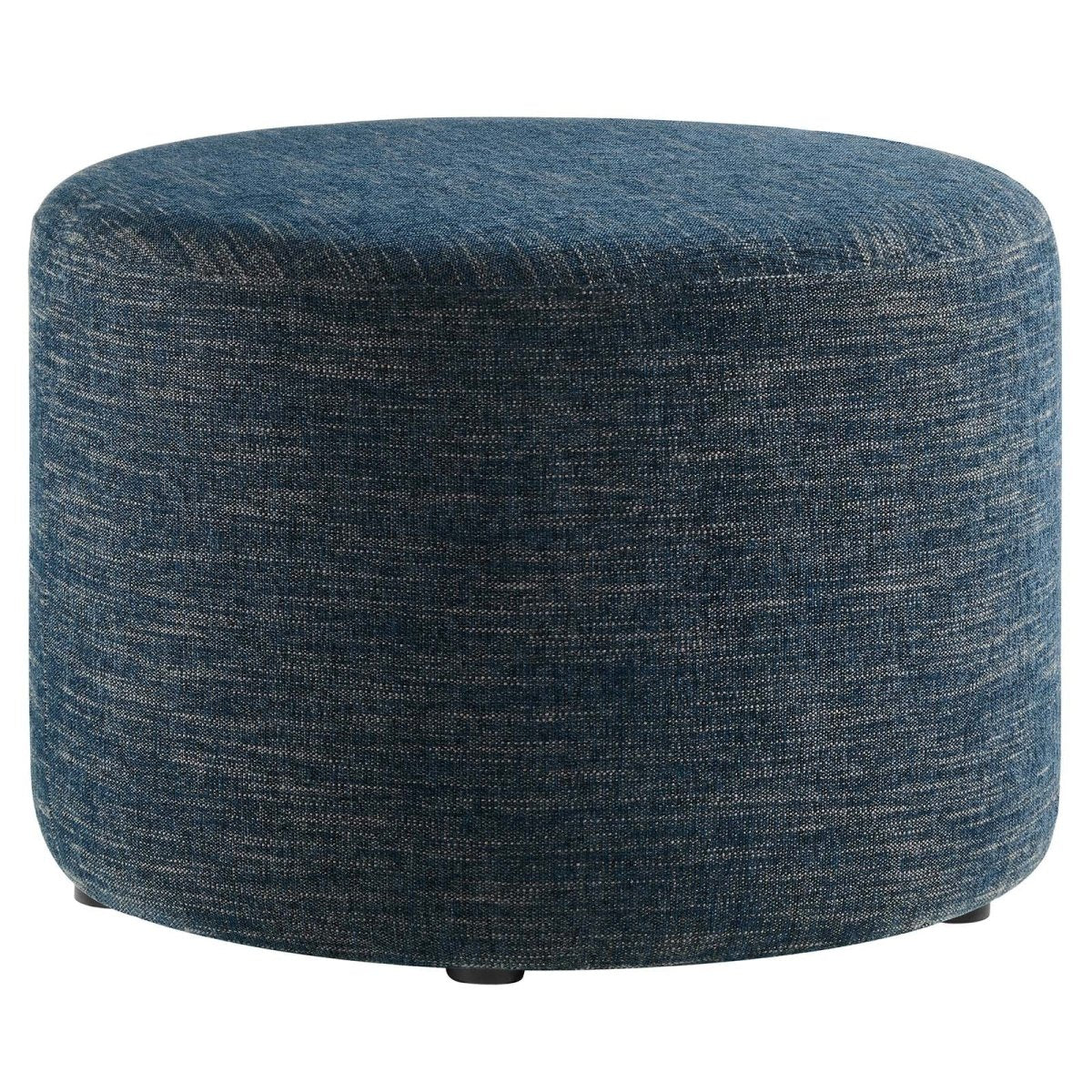 Callum Large 23" Round Woven Heathered Fabric Upholstered Ottoman - BUILDMYPLACE