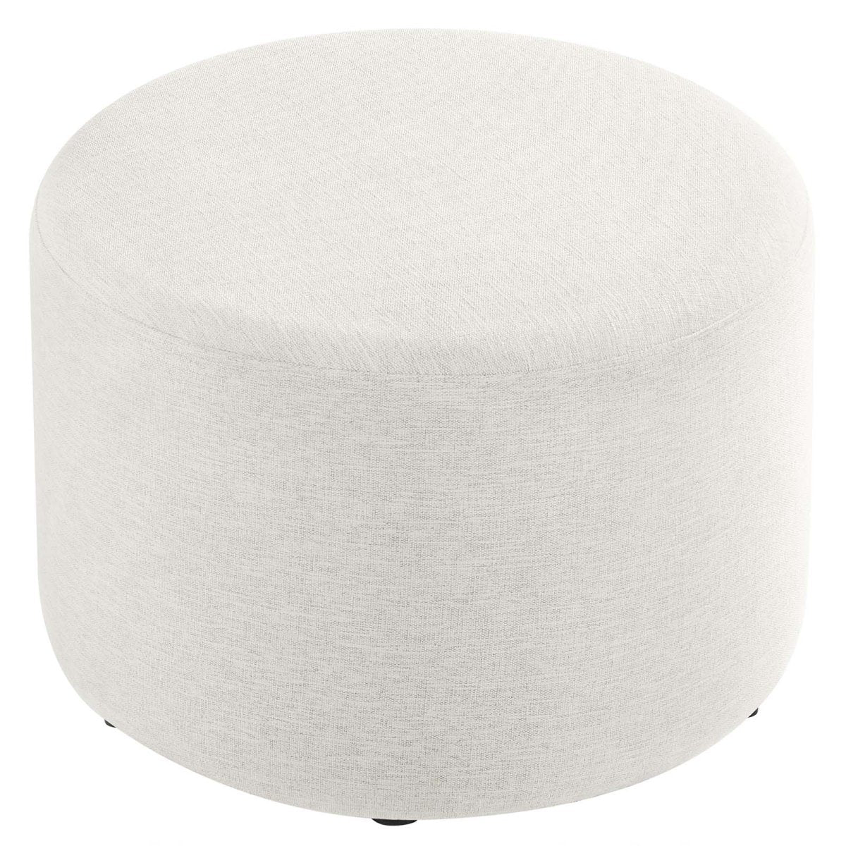 Callum Large 23" Round Woven Heathered Fabric Upholstered Ottoman - BUILDMYPLACE