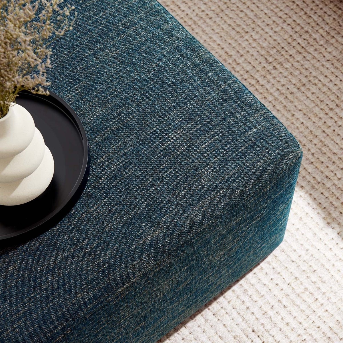 Callum Large 28" Square Woven Heathered Fabric Upholstered Ottoman - BUILDMYPLACE