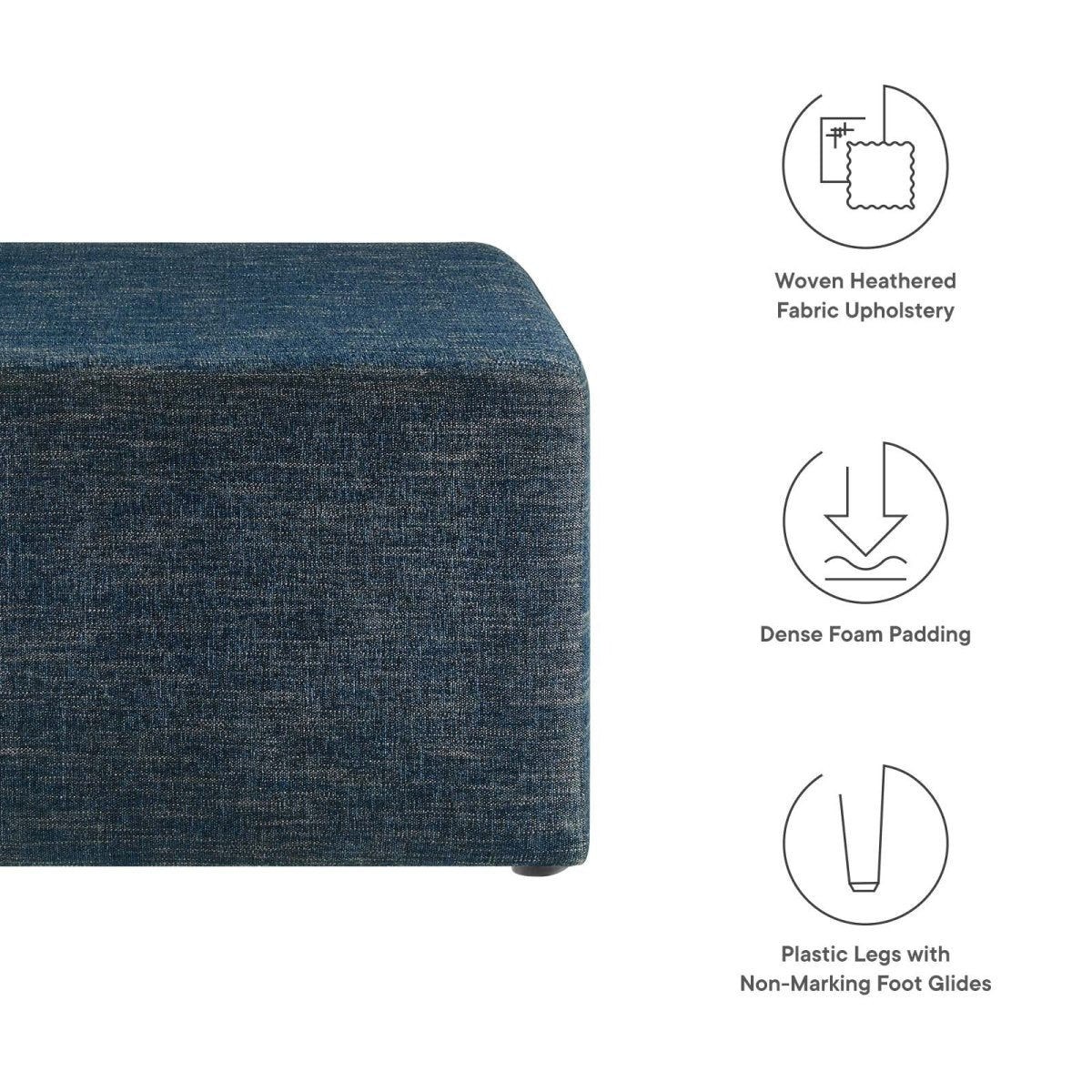 Callum Large 28" Square Woven Heathered Fabric Upholstered Ottoman - BUILDMYPLACE