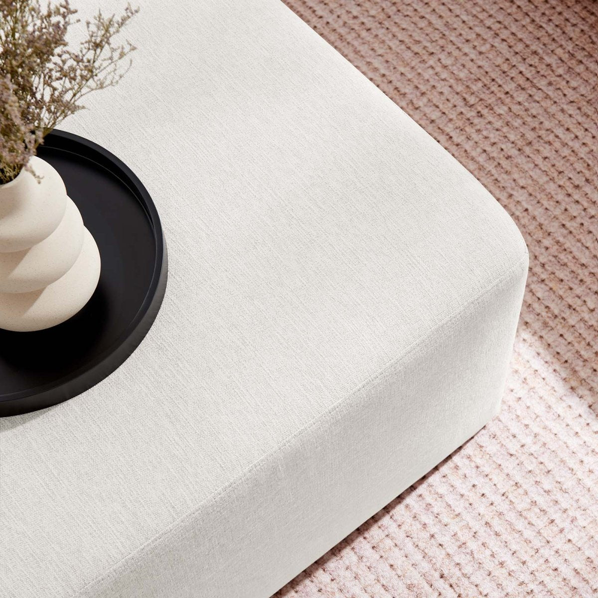 Callum Large 28" Square Woven Heathered Fabric Upholstered Ottoman - BUILDMYPLACE