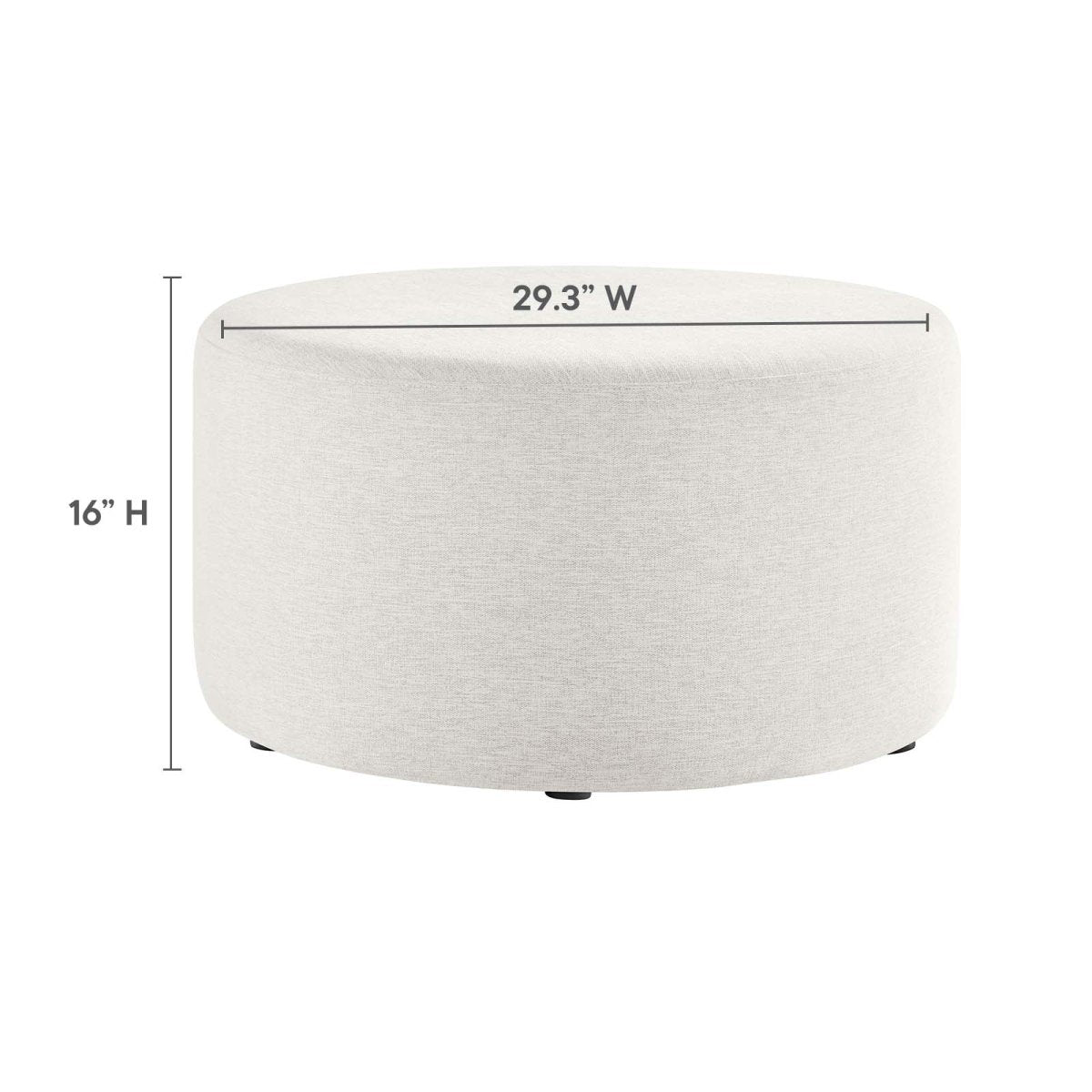 Callum Large 29" Round Woven Heathered Fabric Upholstered Ottoman - BUILDMYPLACE