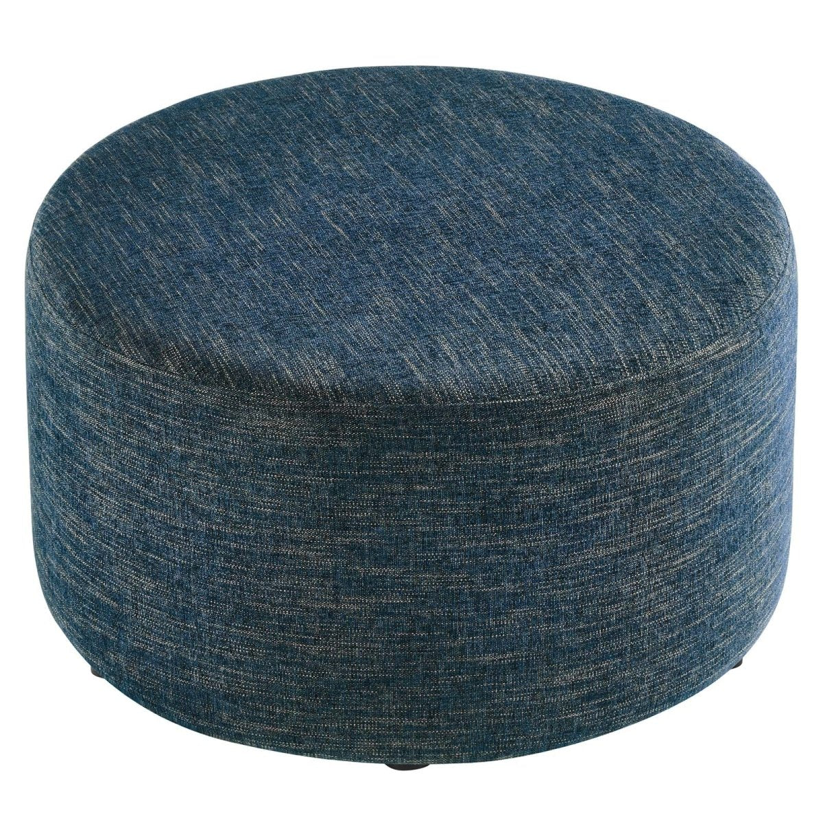 Callum Large 29" Round Woven Heathered Fabric Upholstered Ottoman - BUILDMYPLACE