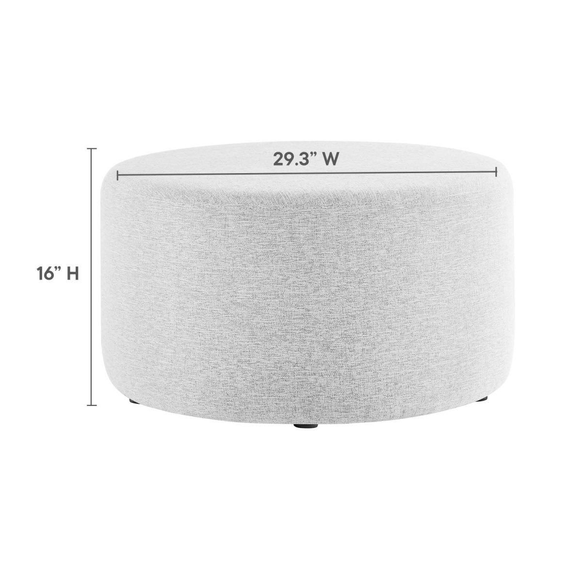 Callum Large 29" Round Woven Heathered Fabric Upholstered Ottoman - BUILDMYPLACE