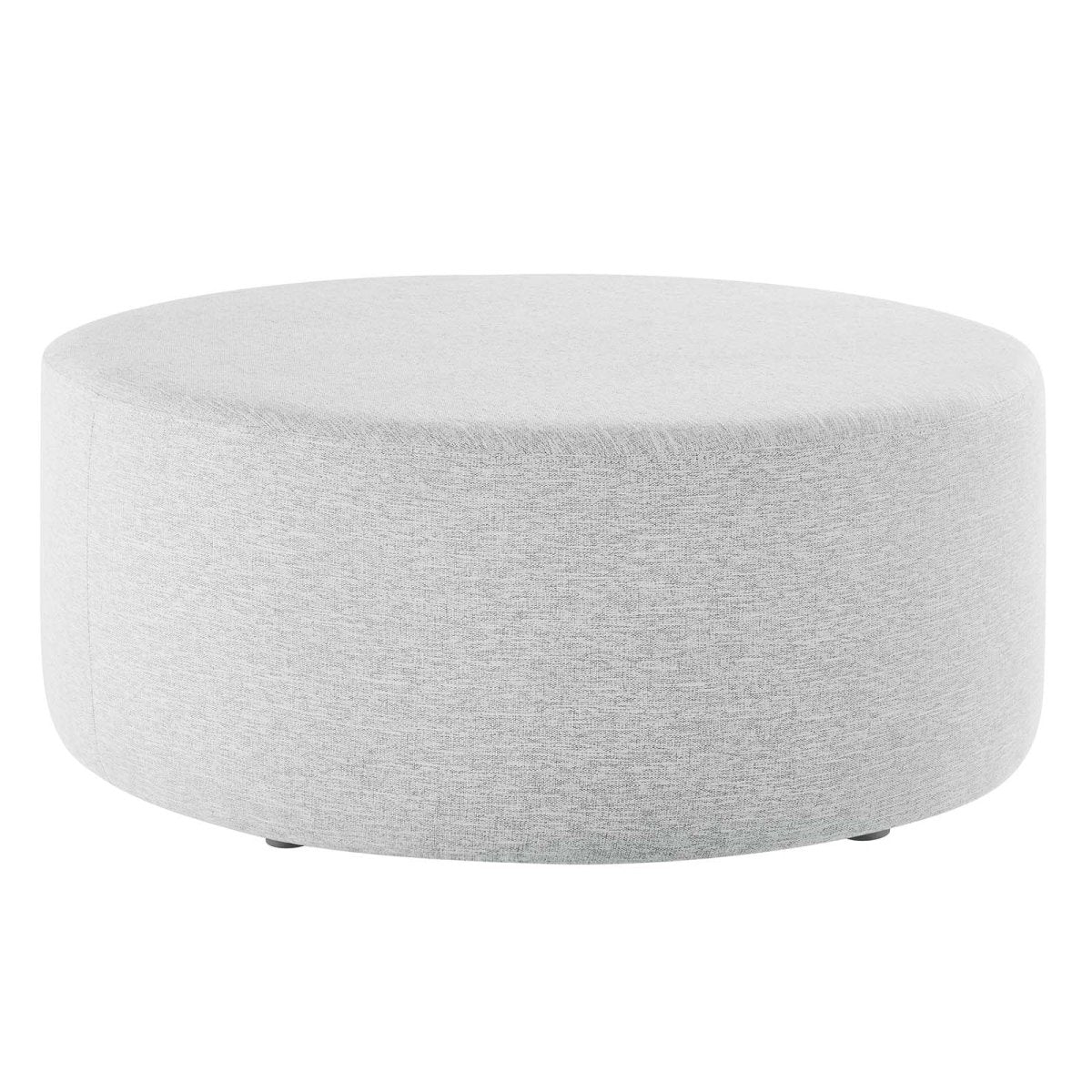 Callum Large 38" Round Woven Heathered Fabric Upholstered Ottoman - BUILDMYPLACE