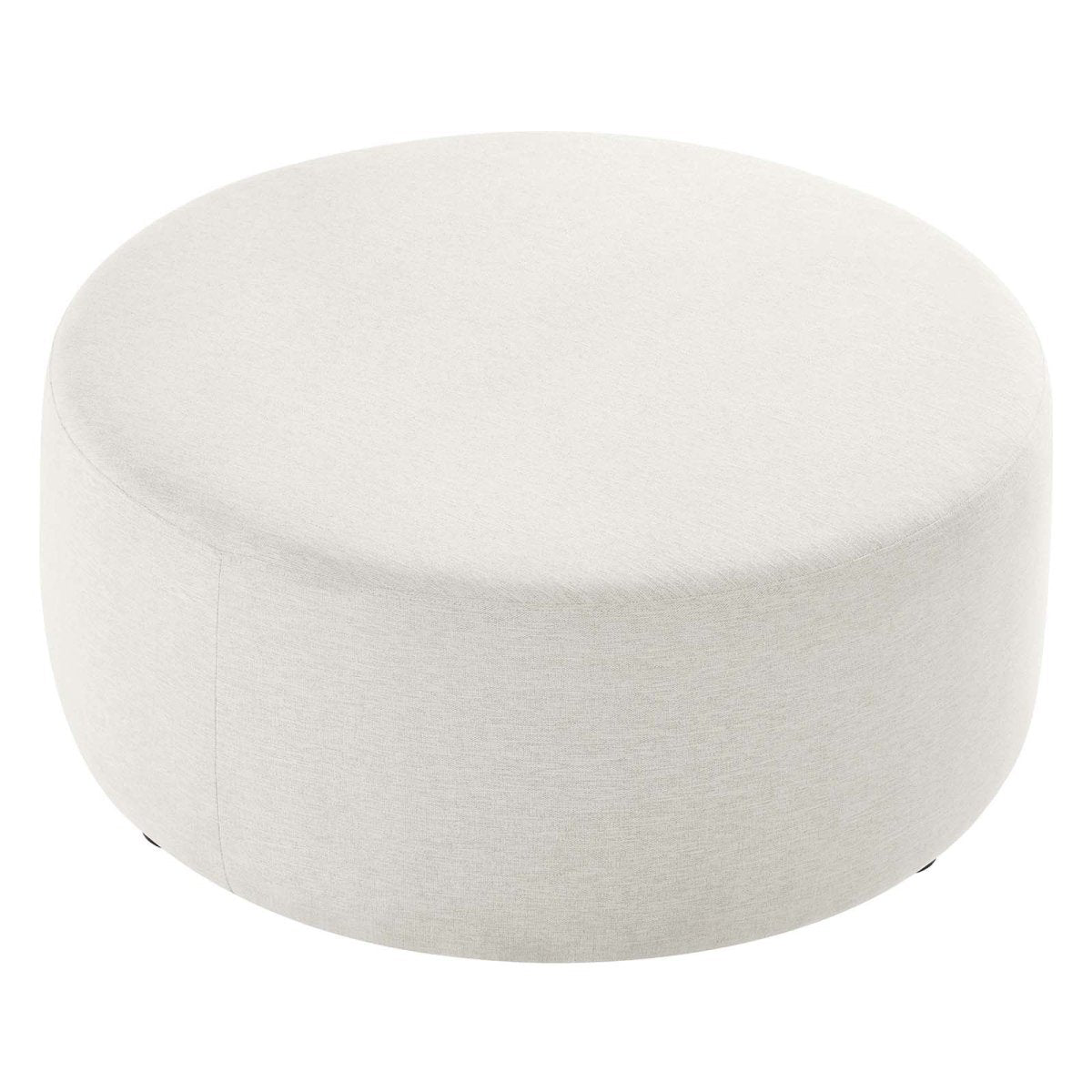 Callum Large 38" Round Woven Heathered Fabric Upholstered Ottoman - BUILDMYPLACE