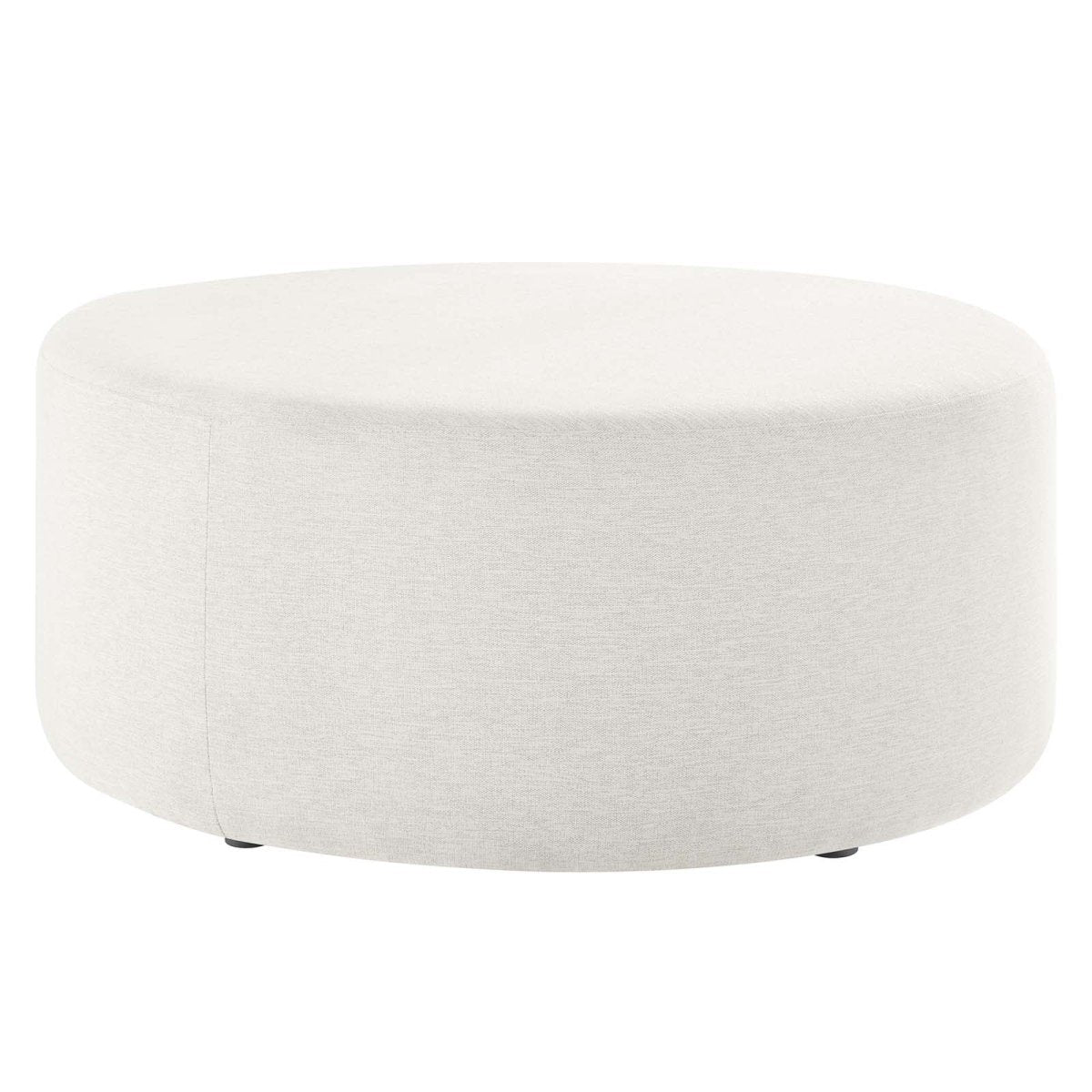 Callum Large 38" Round Woven Heathered Fabric Upholstered Ottoman - BUILDMYPLACE