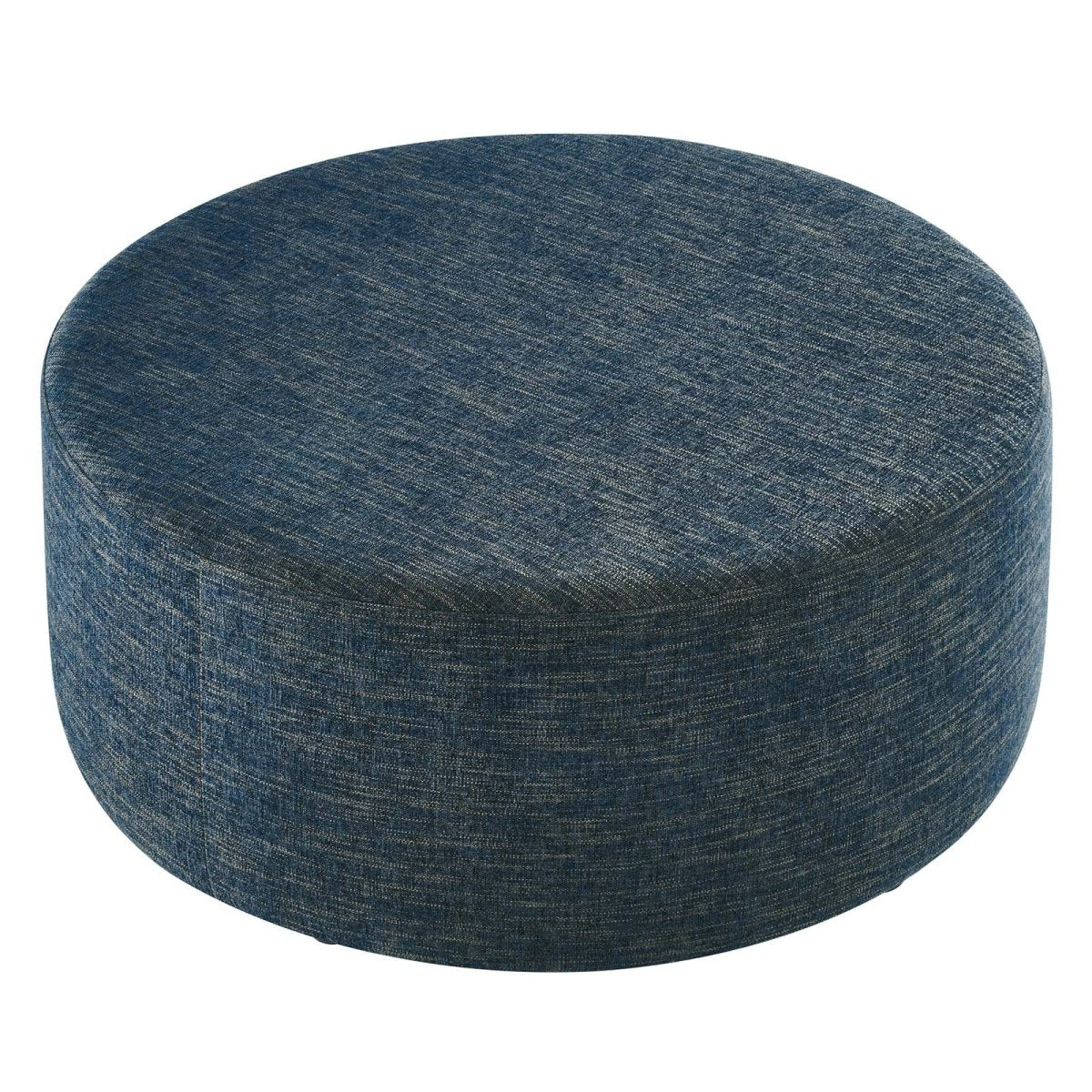 Callum Large 38" Round Woven Heathered Fabric Upholstered Ottoman - BUILDMYPLACE