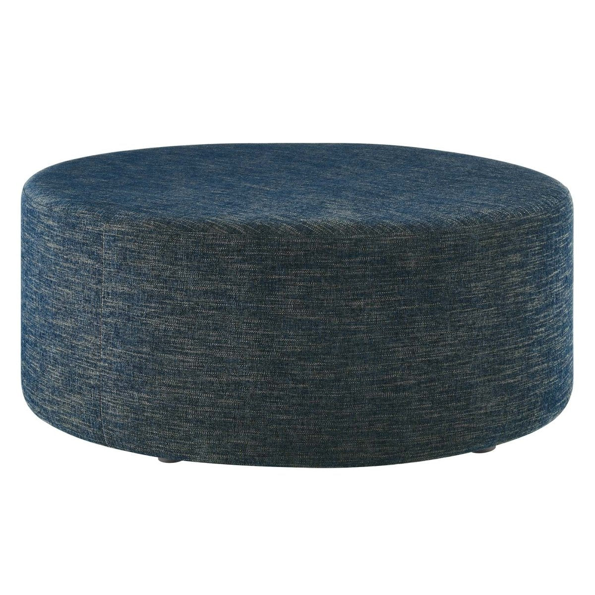 Callum Large 38" Round Woven Heathered Fabric Upholstered Ottoman - BUILDMYPLACE