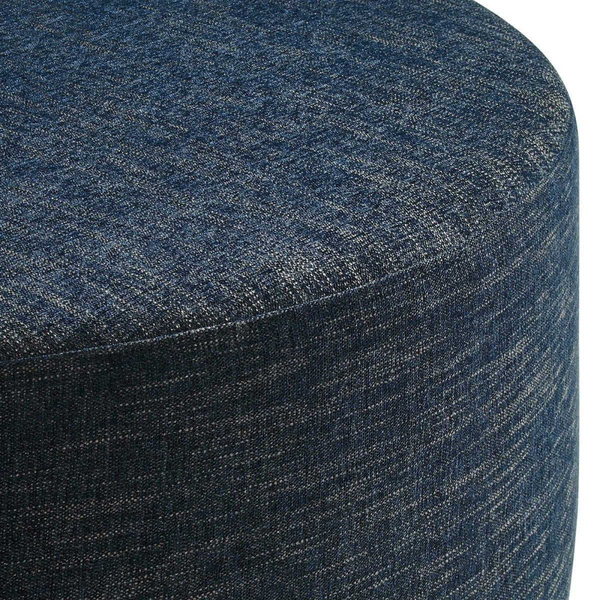 Callum Large 38" Round Woven Heathered Fabric Upholstered Ottoman - BUILDMYPLACE