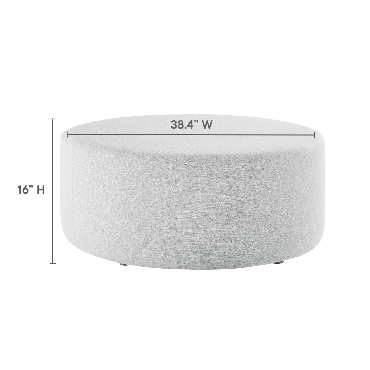 Callum Large 38" Round Woven Heathered Fabric Upholstered Ottoman - BUILDMYPLACE