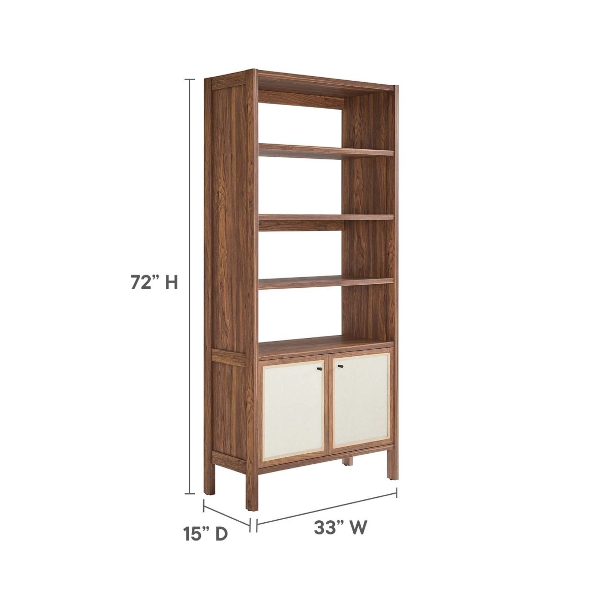 Capri 4 - Shelf Wood Grain Bookcase - BUILDMYPLACE