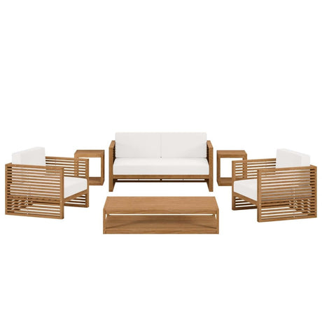 Carlsbad 6 - Piece Teak Wood Outdoor Patio Set - BUILDMYPLACE