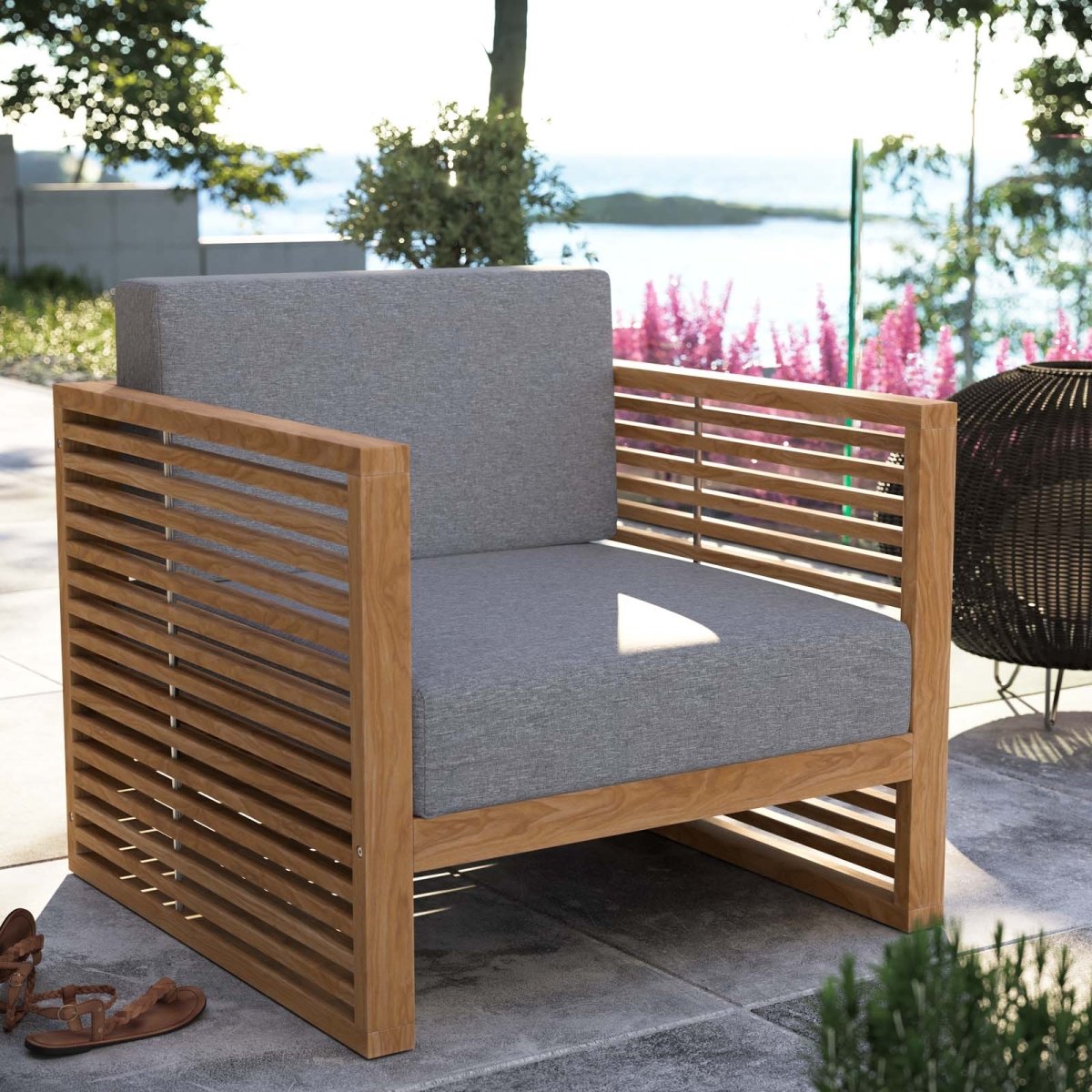 Carlsbad Teak Wood Outdoor Patio Armchair - BUILDMYPLACE