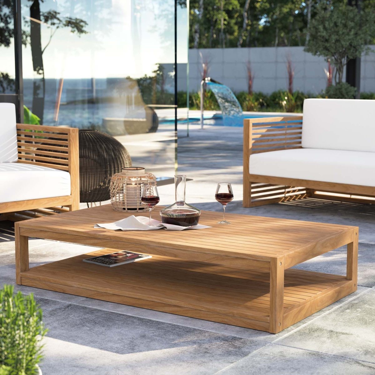 Carlsbad Teak Wood Outdoor Patio Coffee Table - BUILDMYPLACE