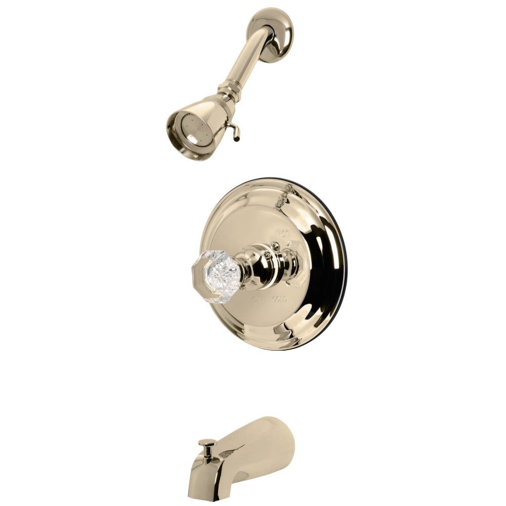 Celebrity Tub & Shower Faucet W/ Single Crystal Octagonal Knob Handle - BUILDMYPLACE