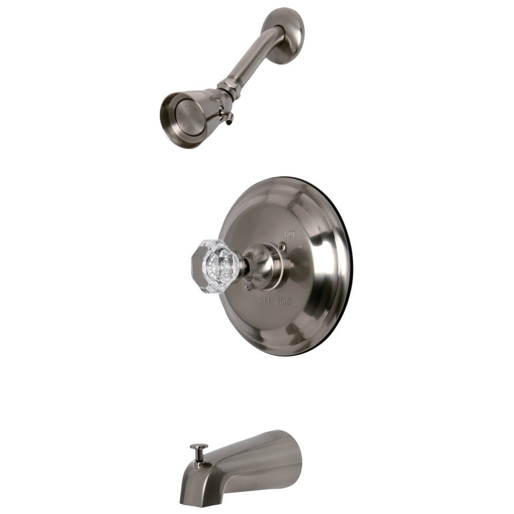 Celebrity Tub & Shower Faucet W/ Single Crystal Octagonal Knob Handle - BUILDMYPLACE