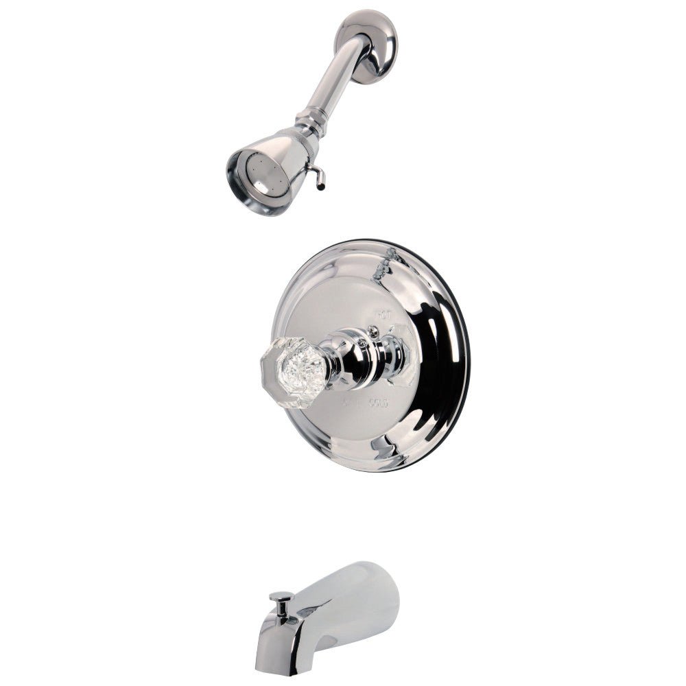 Celebrity Tub & Shower Faucet W/ Single Crystal Octagonal Knob Handle - BUILDMYPLACE