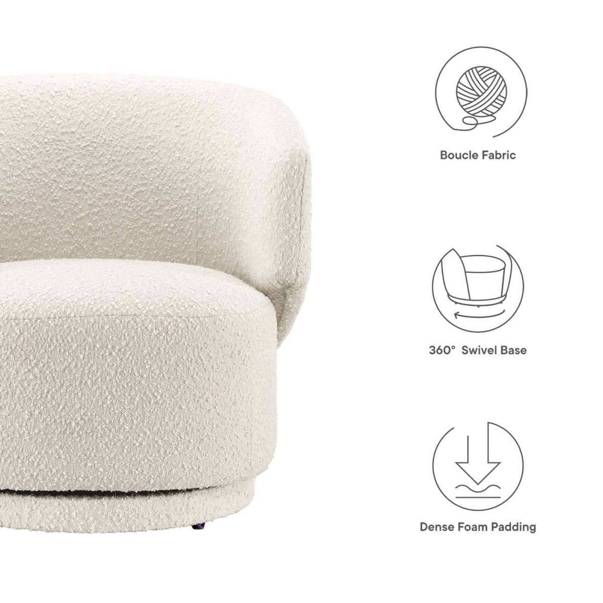 Celestia Boucle Fabric Swivel Chair - BUILDMYPLACE