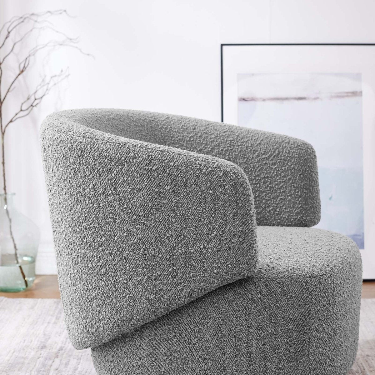 Celestia Boucle Fabric Swivel Chair - BUILDMYPLACE