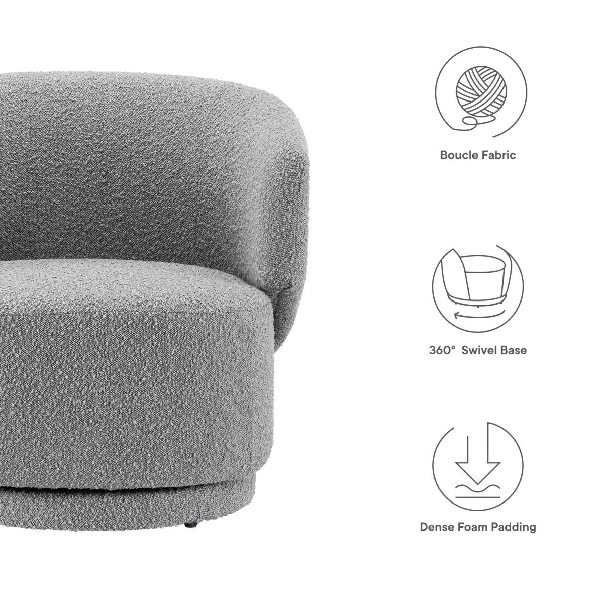 Celestia Boucle Fabric Swivel Chair - BUILDMYPLACE
