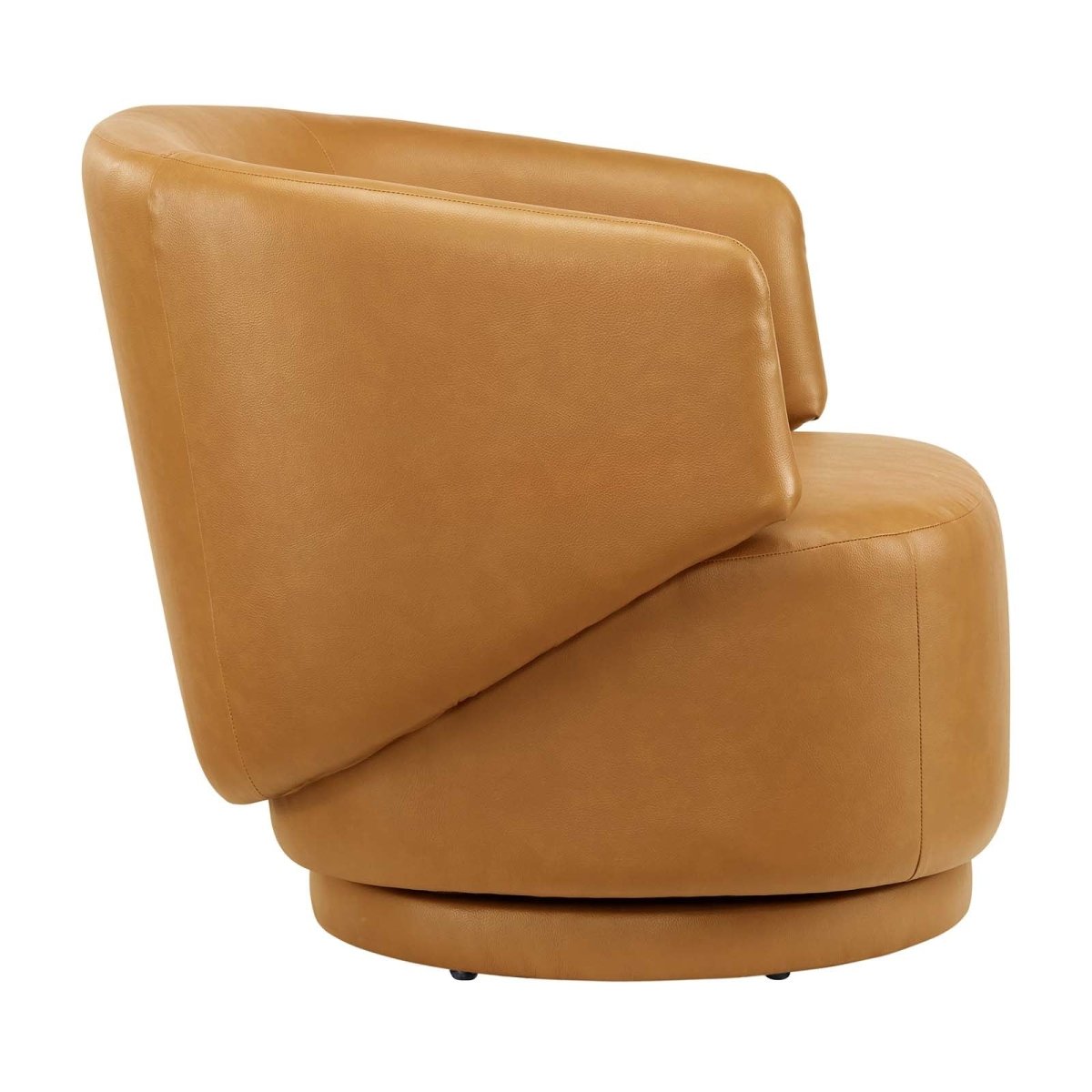 Celestia Vegan Leather Fabric and Wood Swivel Chair - BUILDMYPLACE