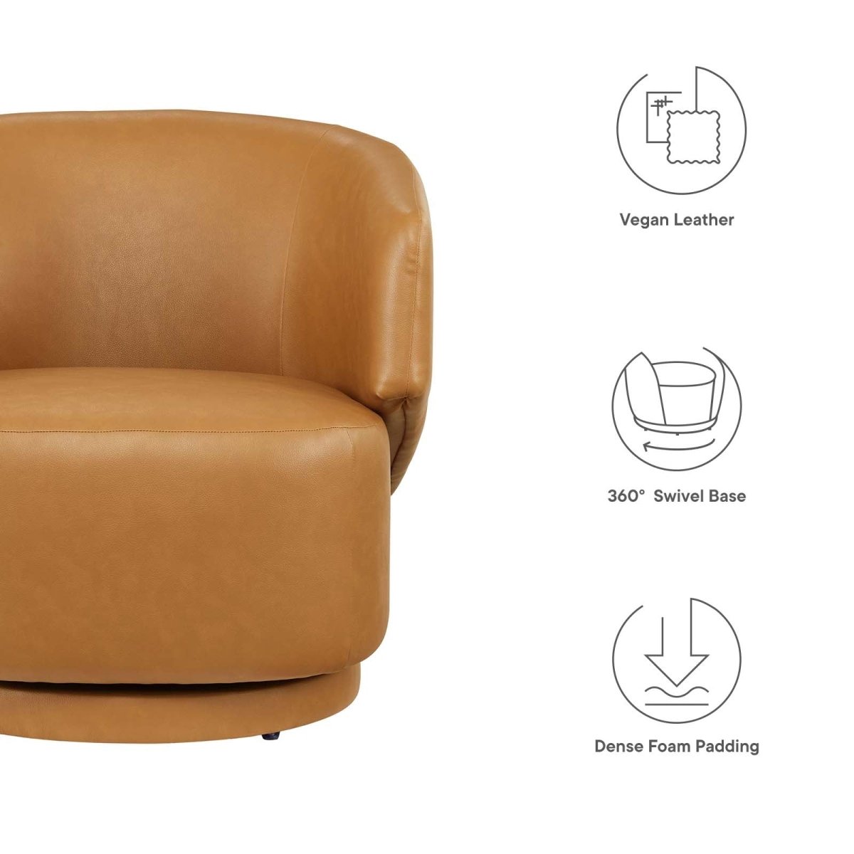 Celestia Vegan Leather Fabric and Wood Swivel Chair - BUILDMYPLACE