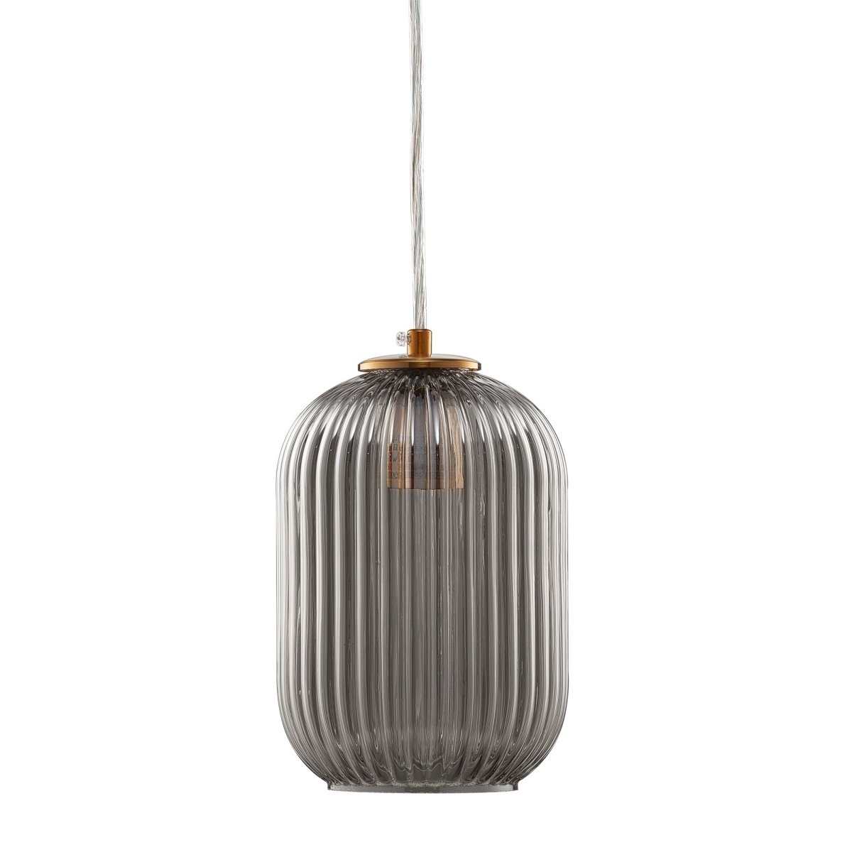 Circulus Chrome Gray Ribbed Glass Indoor & Outdoor Pendant Light - BUILDMYPLACE