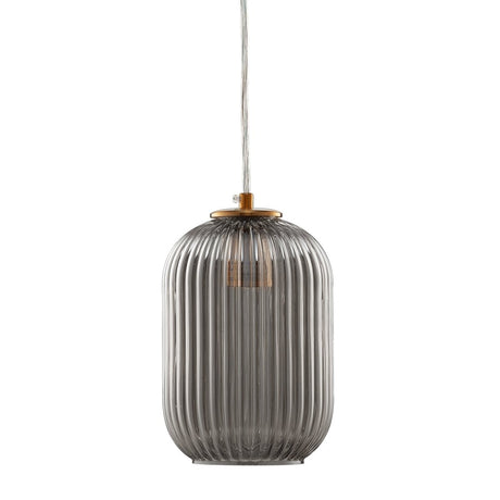 Circulus Chrome Gray Ribbed Glass Indoor & Outdoor Pendant Light - BUILDMYPLACE