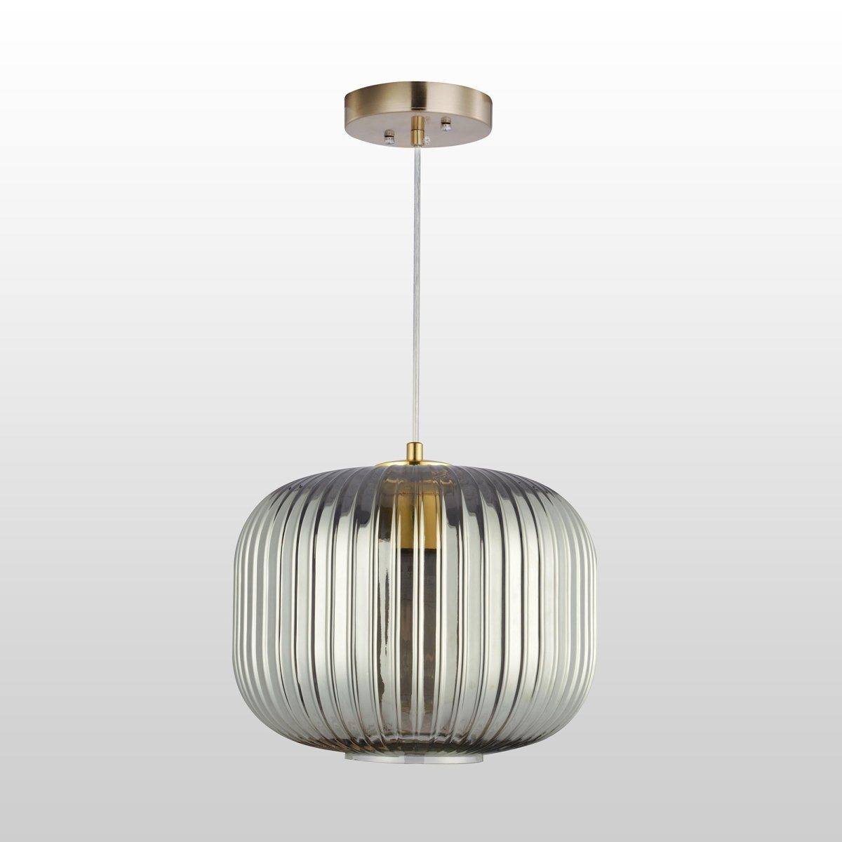 Circulus Chrome Gray Ribbed Glass Indoor & Outdoor Pendant Light - BUILDMYPLACE