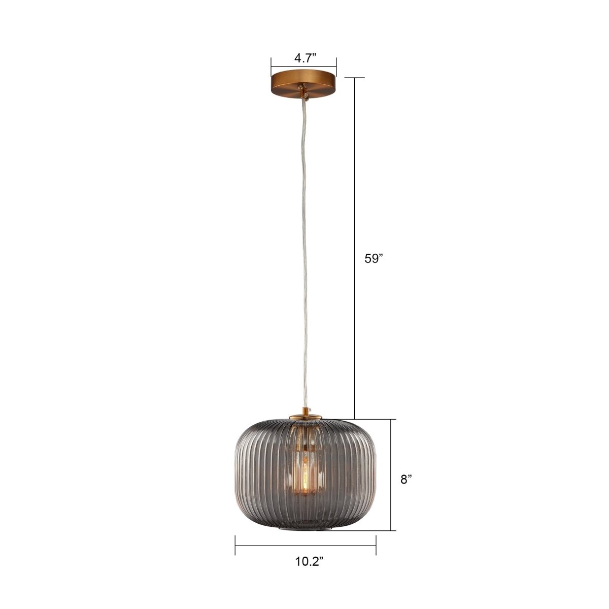 Circulus Chrome Gray Ribbed Glass Indoor & Outdoor Pendant Light - BUILDMYPLACE