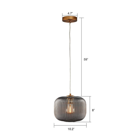 Circulus Chrome Gray Ribbed Glass Indoor & Outdoor Pendant Light - BUILDMYPLACE