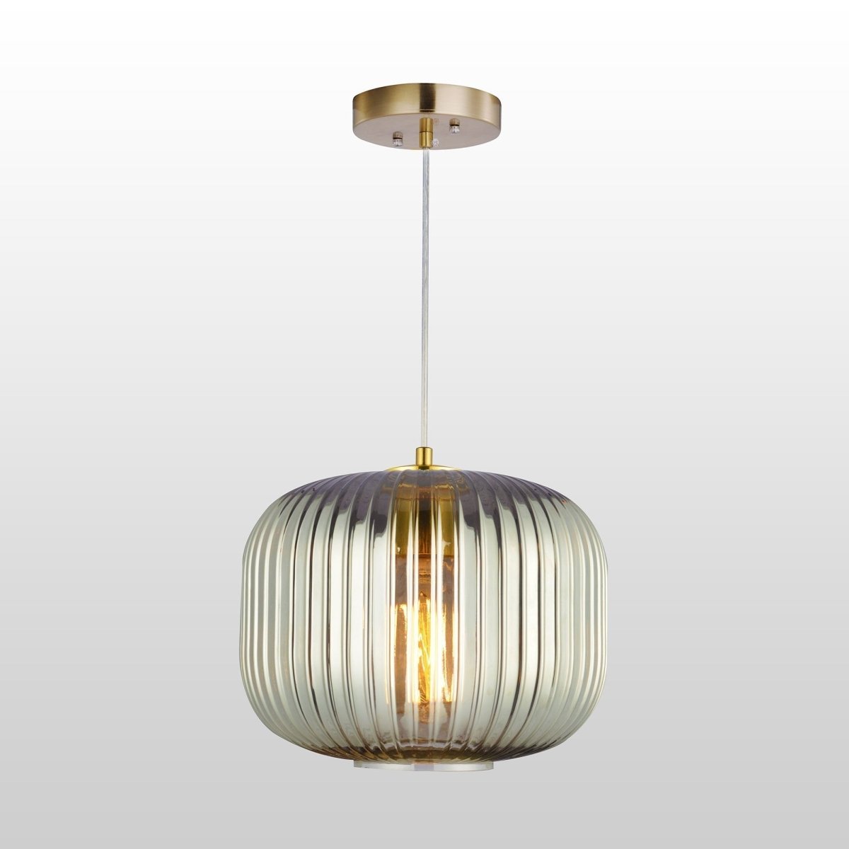 Circulus Chrome Gray Ribbed Glass Indoor & Outdoor Pendant Light - BUILDMYPLACE